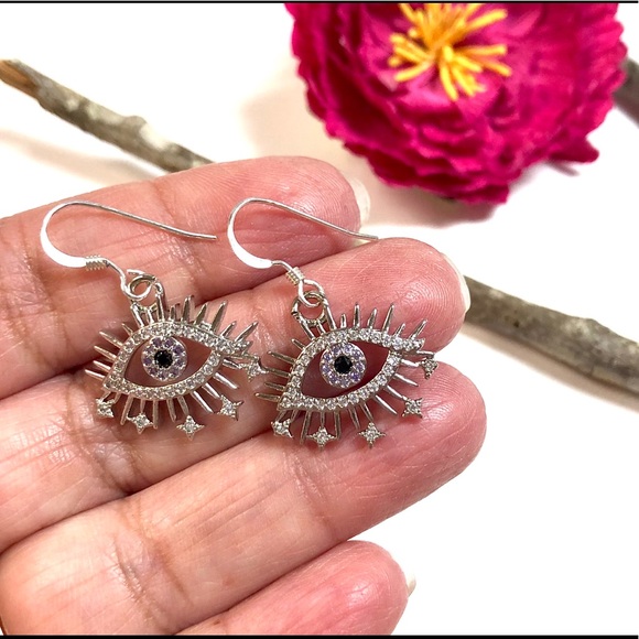 Evil Eye Earrings, Hamsa, Protection, Minimalist - Picture 2 of 9